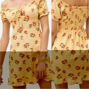 Urban Outfitters Magpie Mini Dress Small Cherry Cotton Off Shoulder Cotton Girly